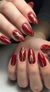 Red and Gold Nails