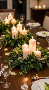 2. Candle and Greenery Centrepieces