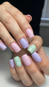 Soft Pastel Polka Dot Nails