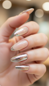 3. French Tips with Chrome Finish