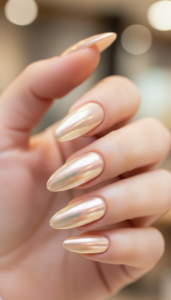 4. Pearl Chrome Nails
