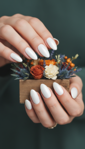 Classic White Chrome Nails
