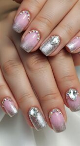 Cute Nails with Glitter and Stones