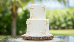 White and Gold Starfish Cake