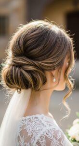 Low Messy Bun for Wedding