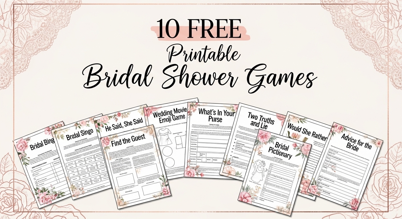 10 FREE Printable Bridal Shower Games