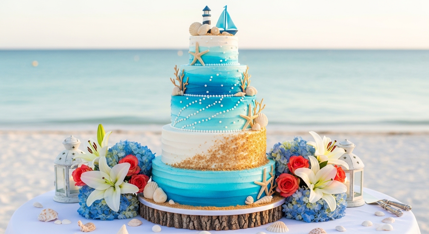 12 Beach Wedding Cake Ideas