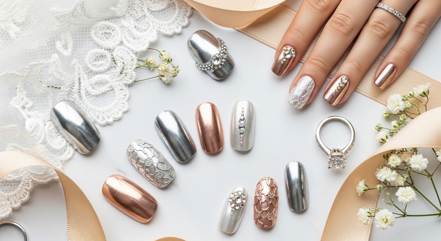 Chrome Nails for Wedding